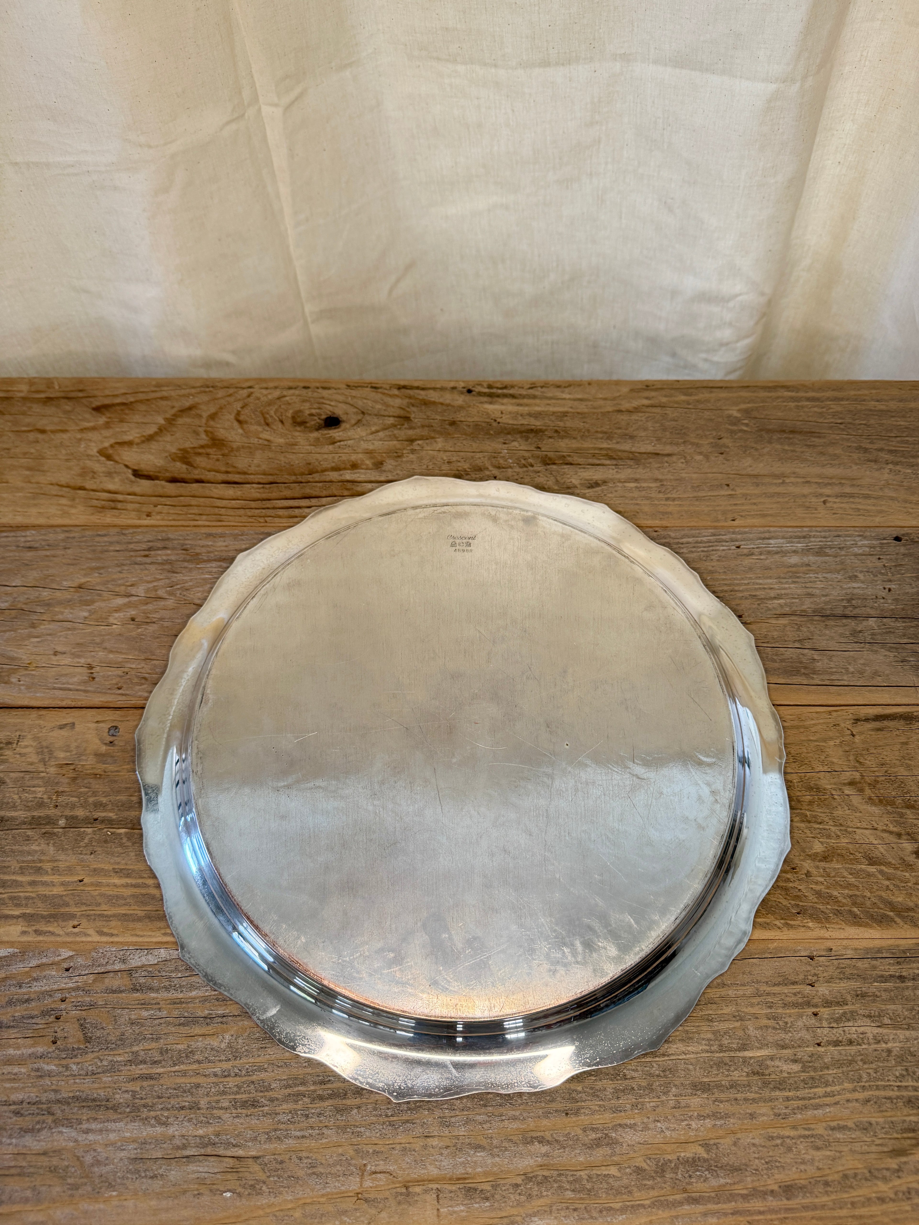 Crescent Large Round Silver Plated Tray