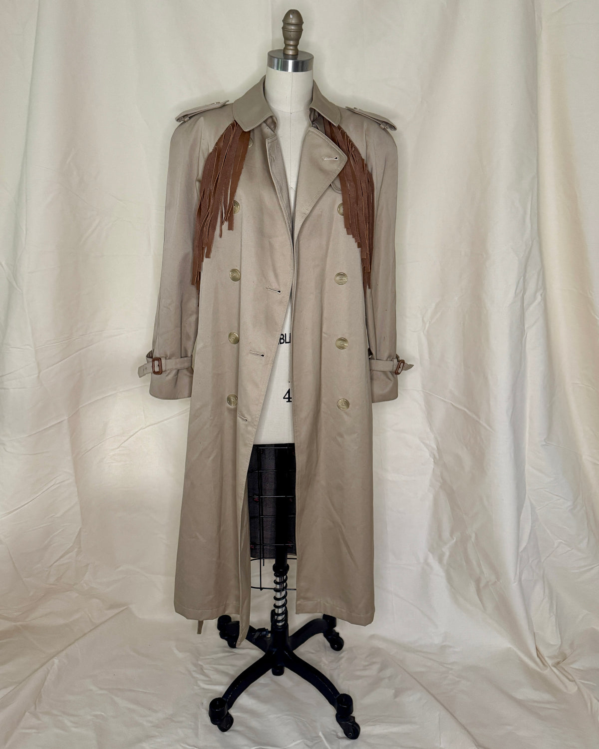 Evan-Picone Fringe Trench Coat