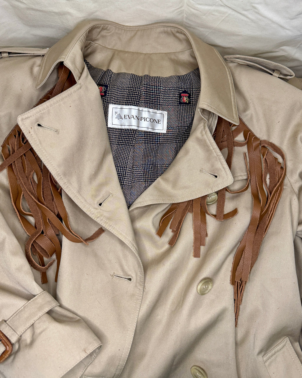 Evan-Picone Fringe Trench Coat