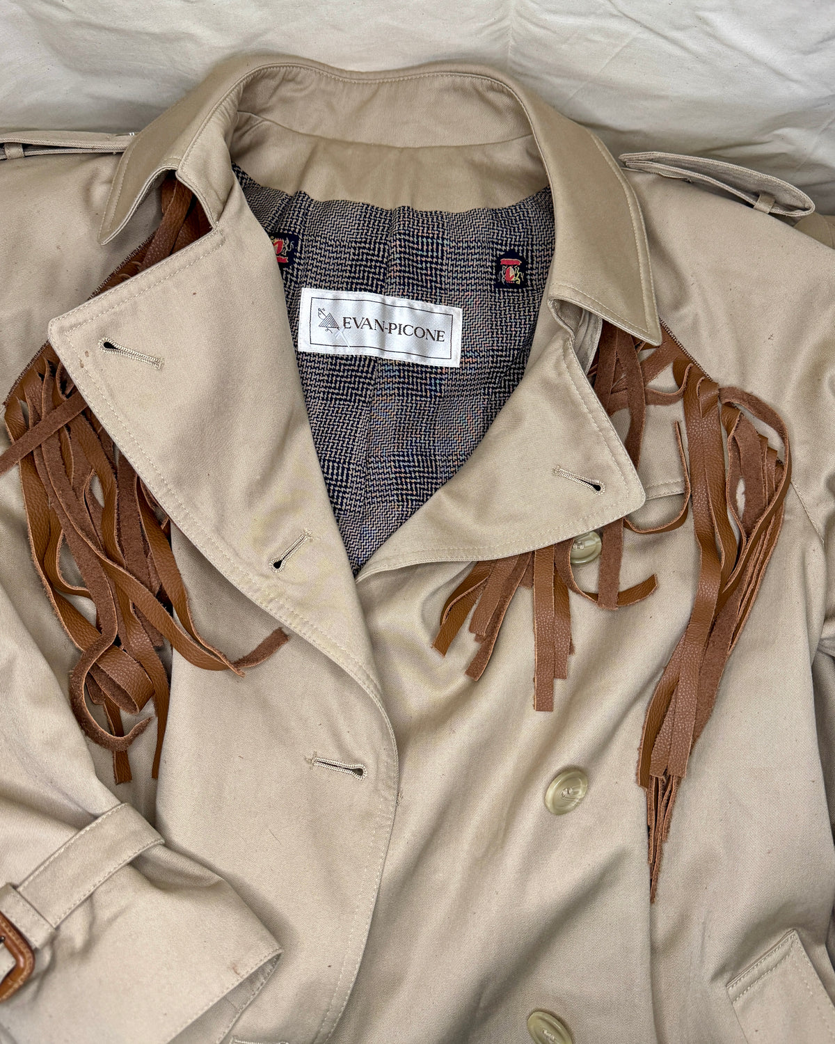 Evan-Picone Fringe Trench Coat