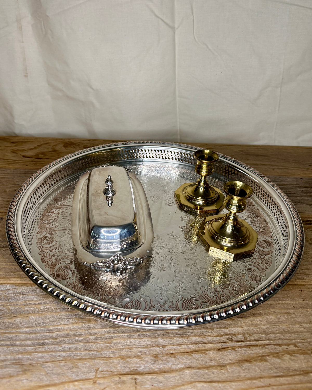 International Silver Co. Large Round Silver Tray