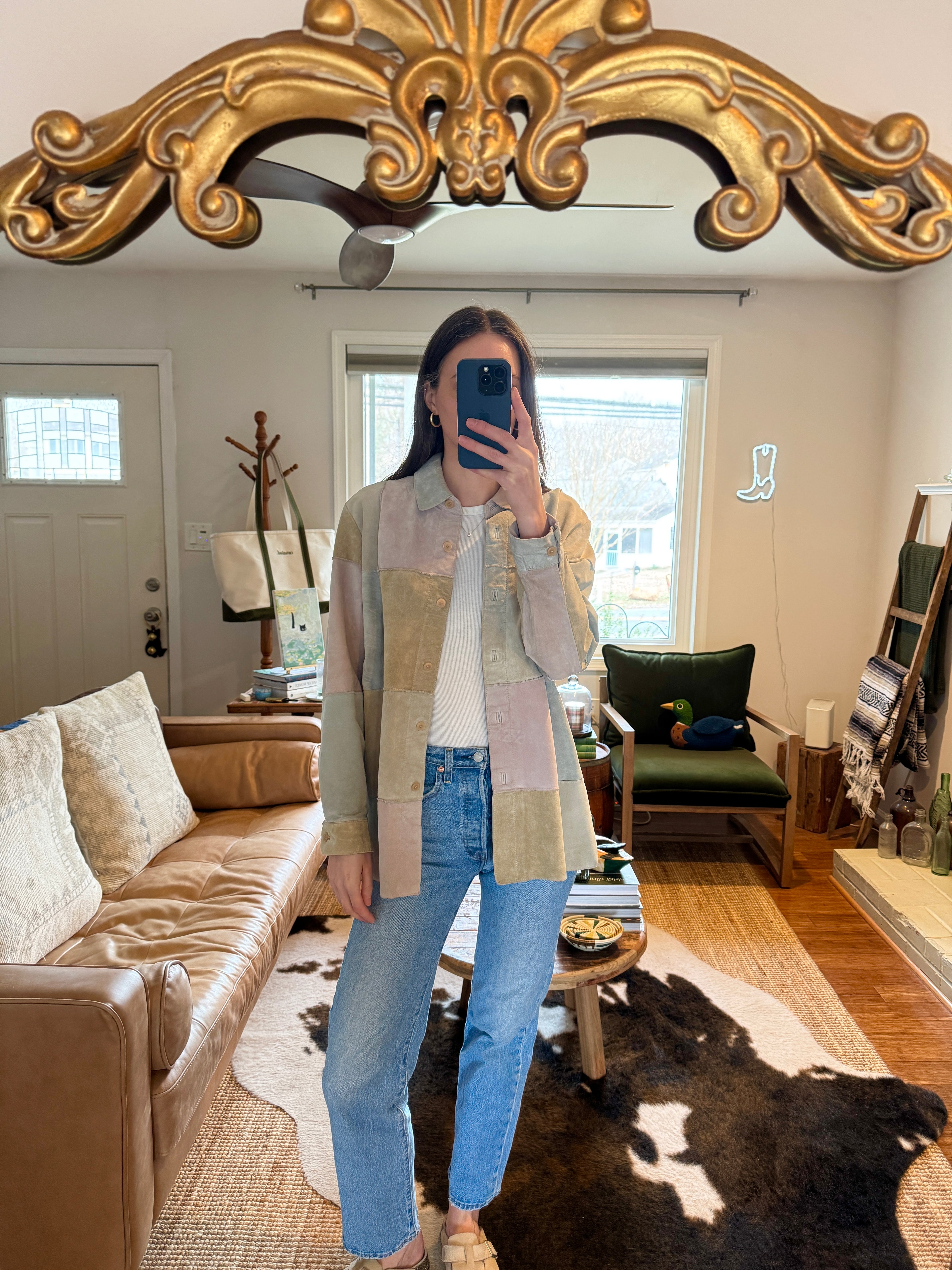 Jessica Holbrook Patchwork Suede Jacket