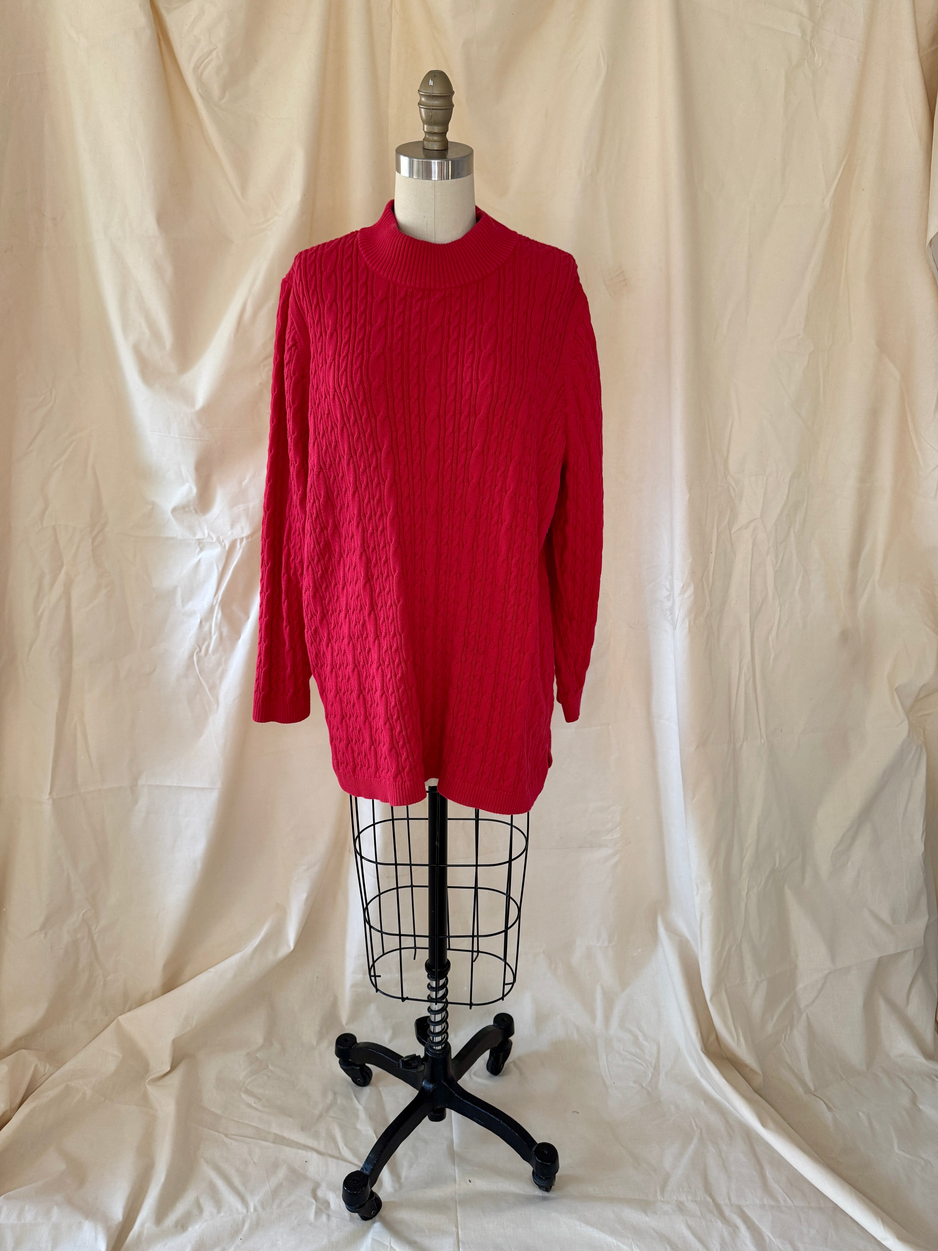 Lands End Red Cable Knit Sweater