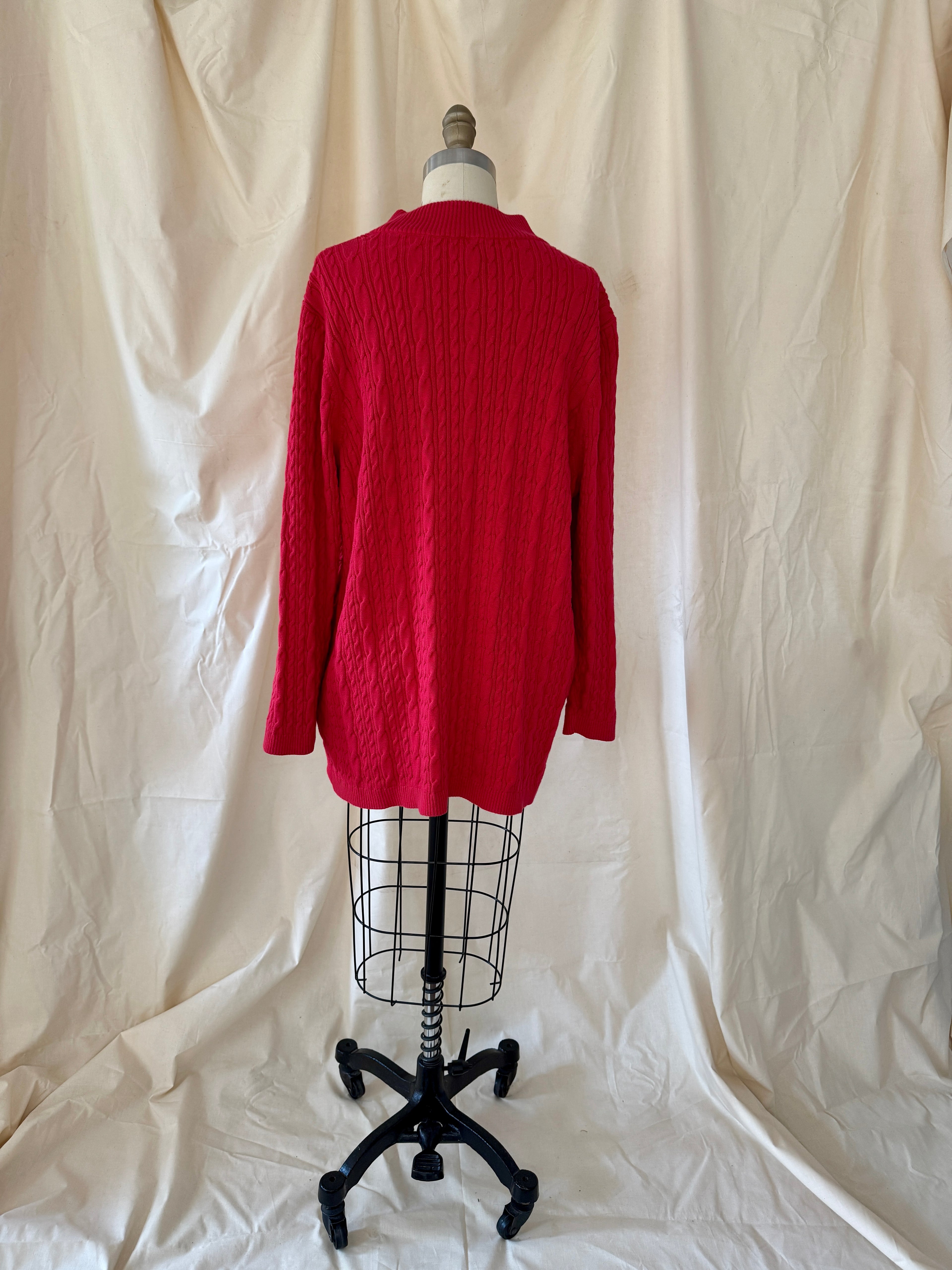 Lands End Red Cable Knit Sweater