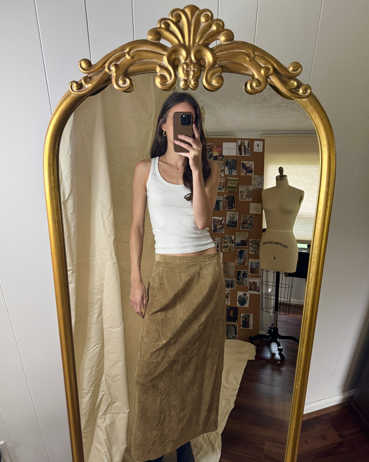 Presswick & Moore Tan Suede Maxi Skirt