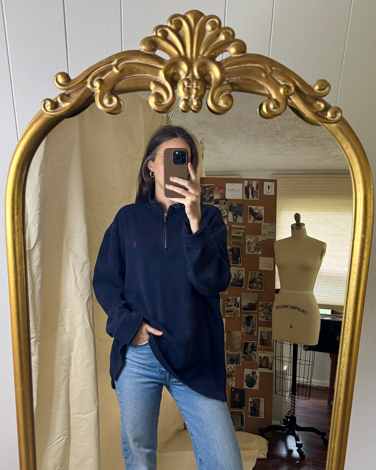 Men's Polo Ralph Lauren Navy 3/4 Zip Sweatshirt