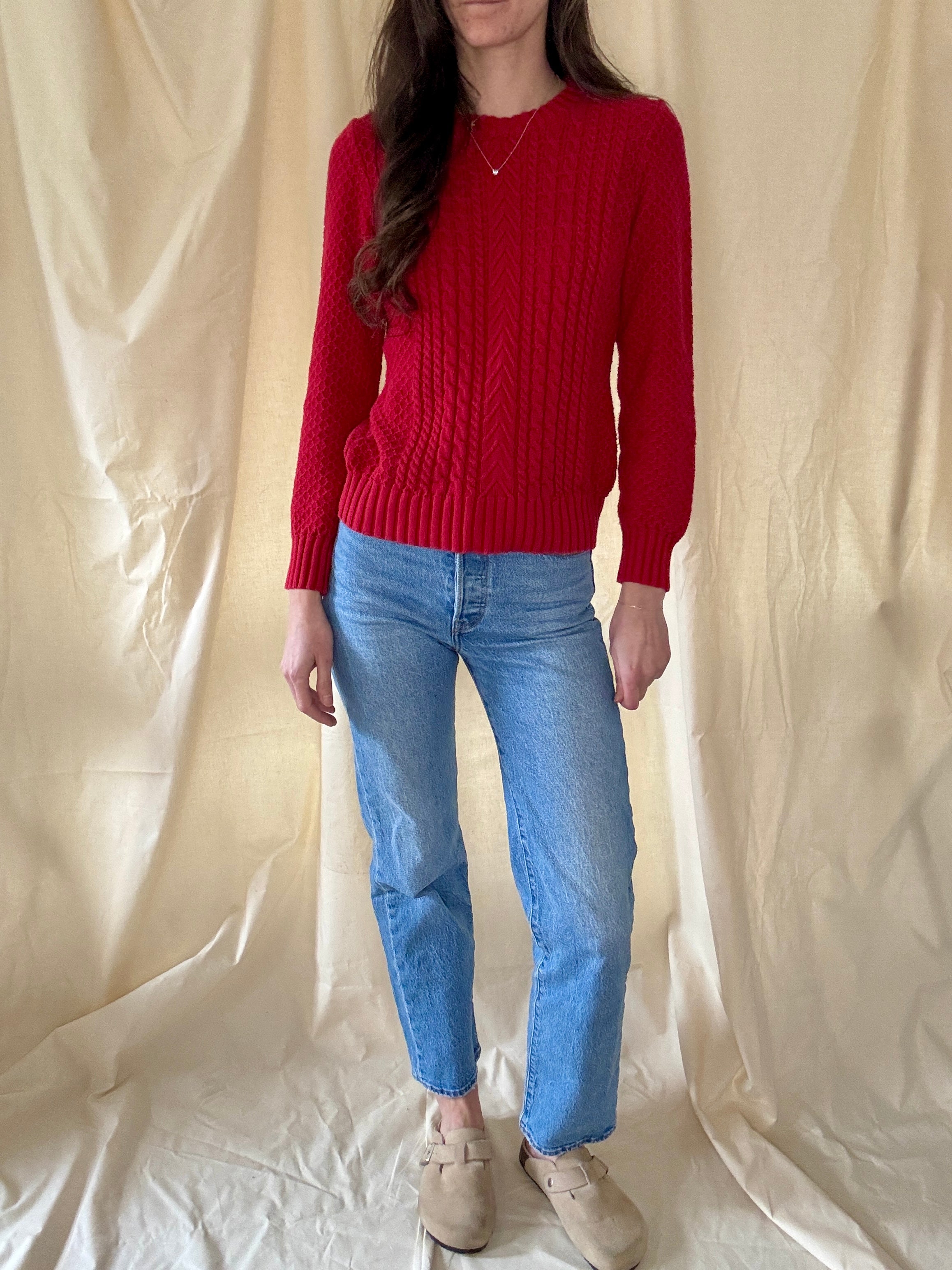 Studio Works Red Cable Knit Sweater