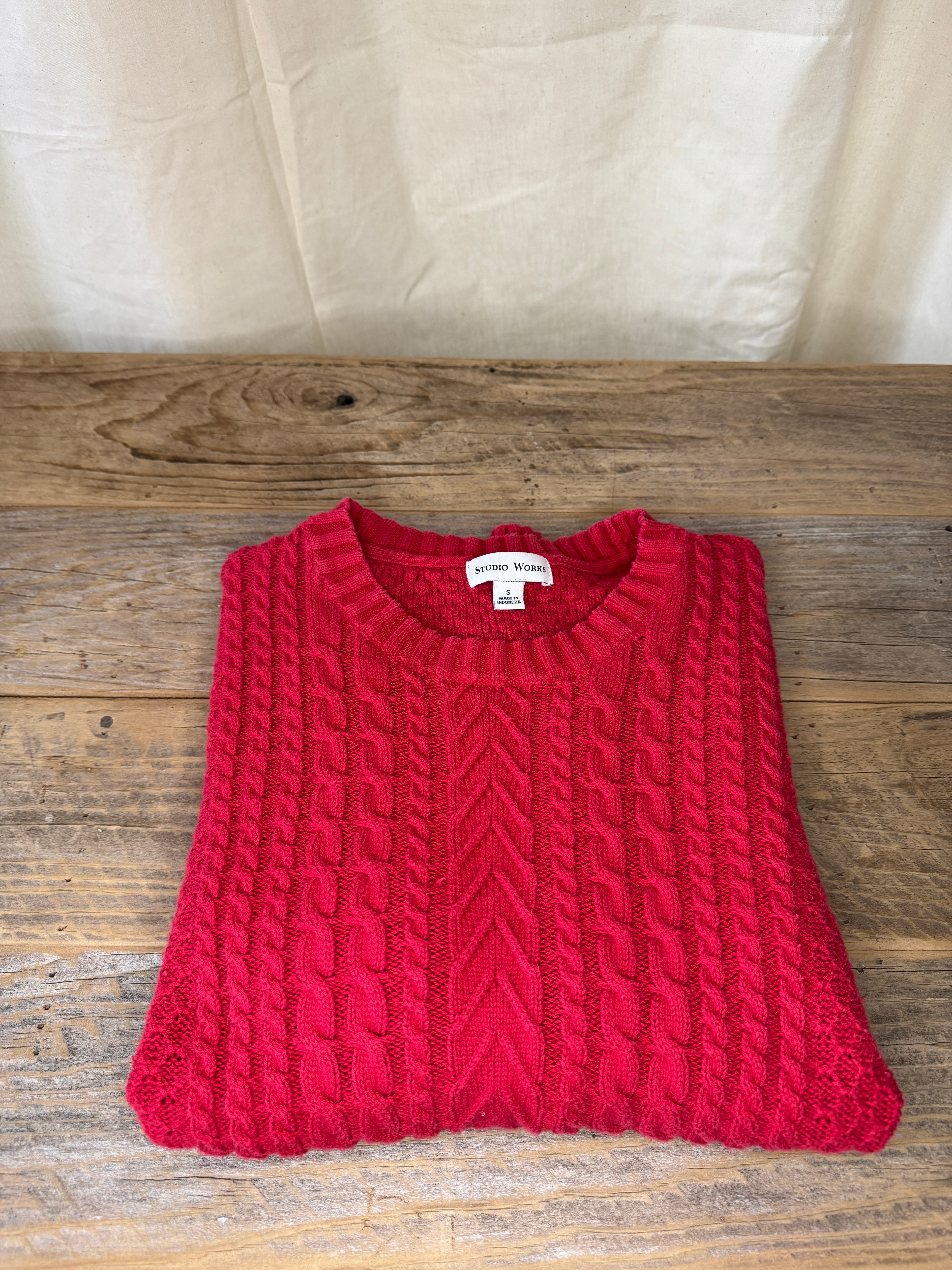 Studio Works Red Cable Knit Sweater