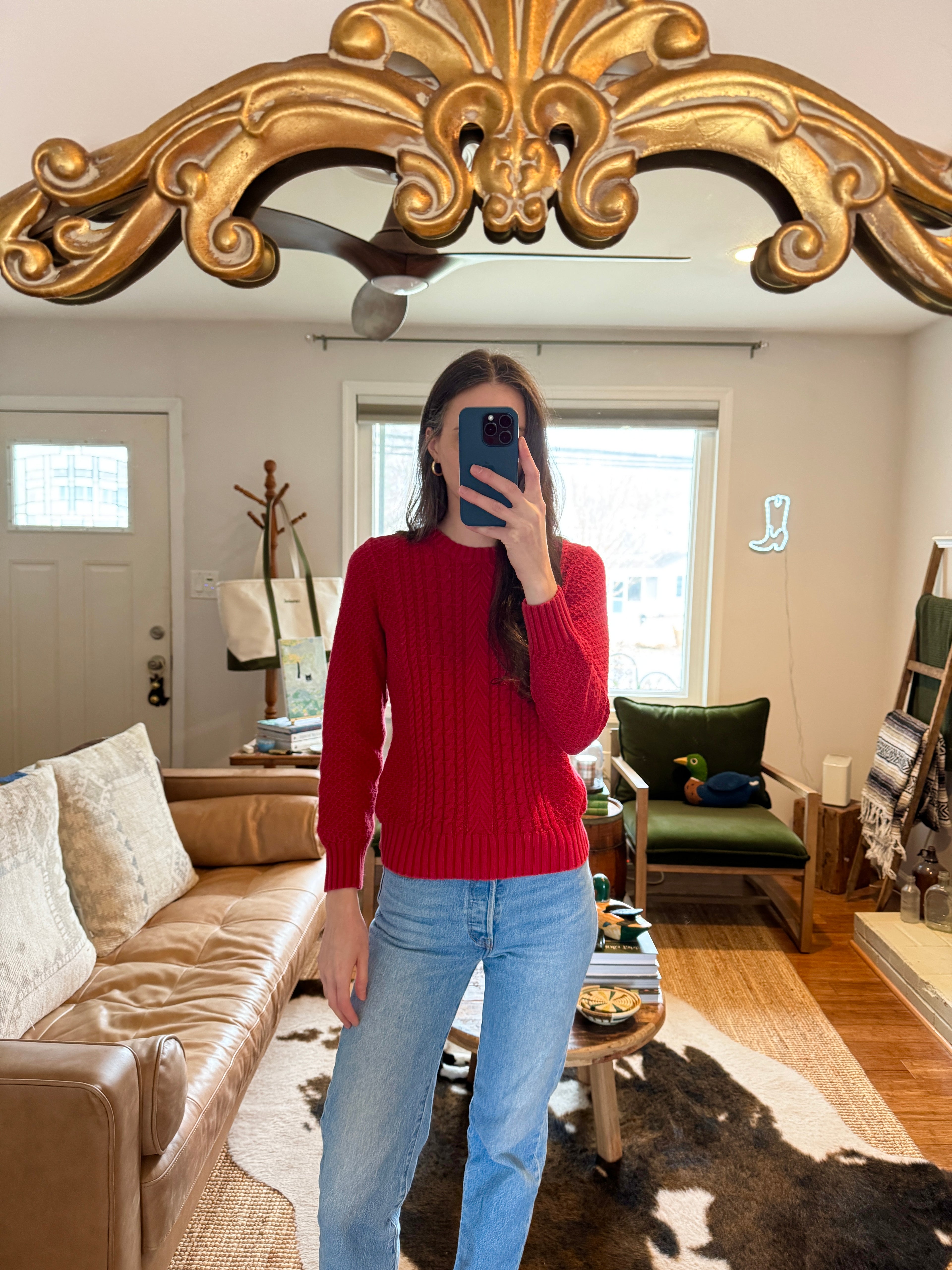Studio Works Red Cable Knit Sweater
